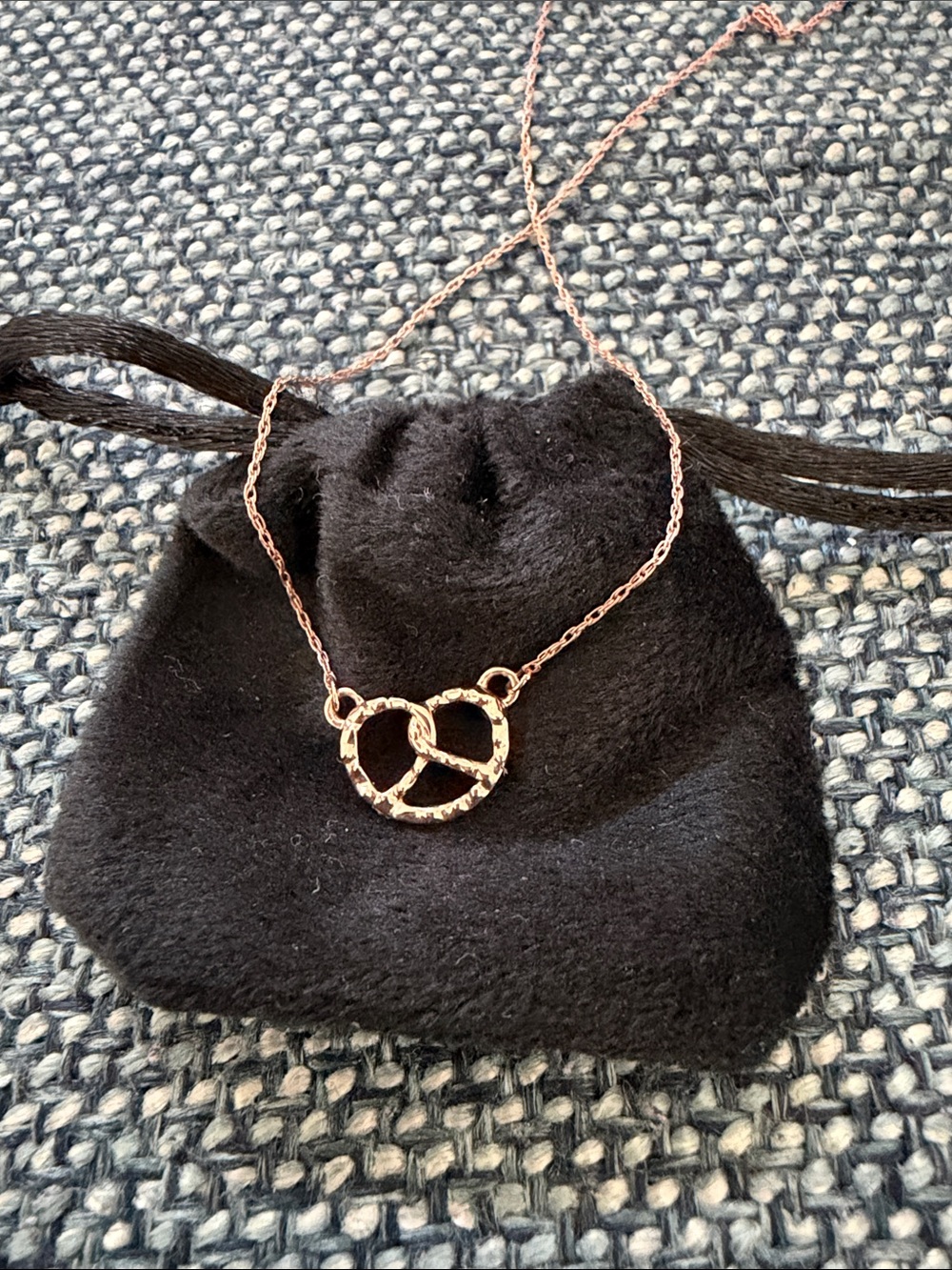 Rose Gold Pretzel Charm Necklace for Women